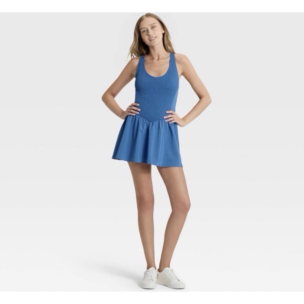 Women's Size XXL Smocked Active Dress - JoyLab Blue